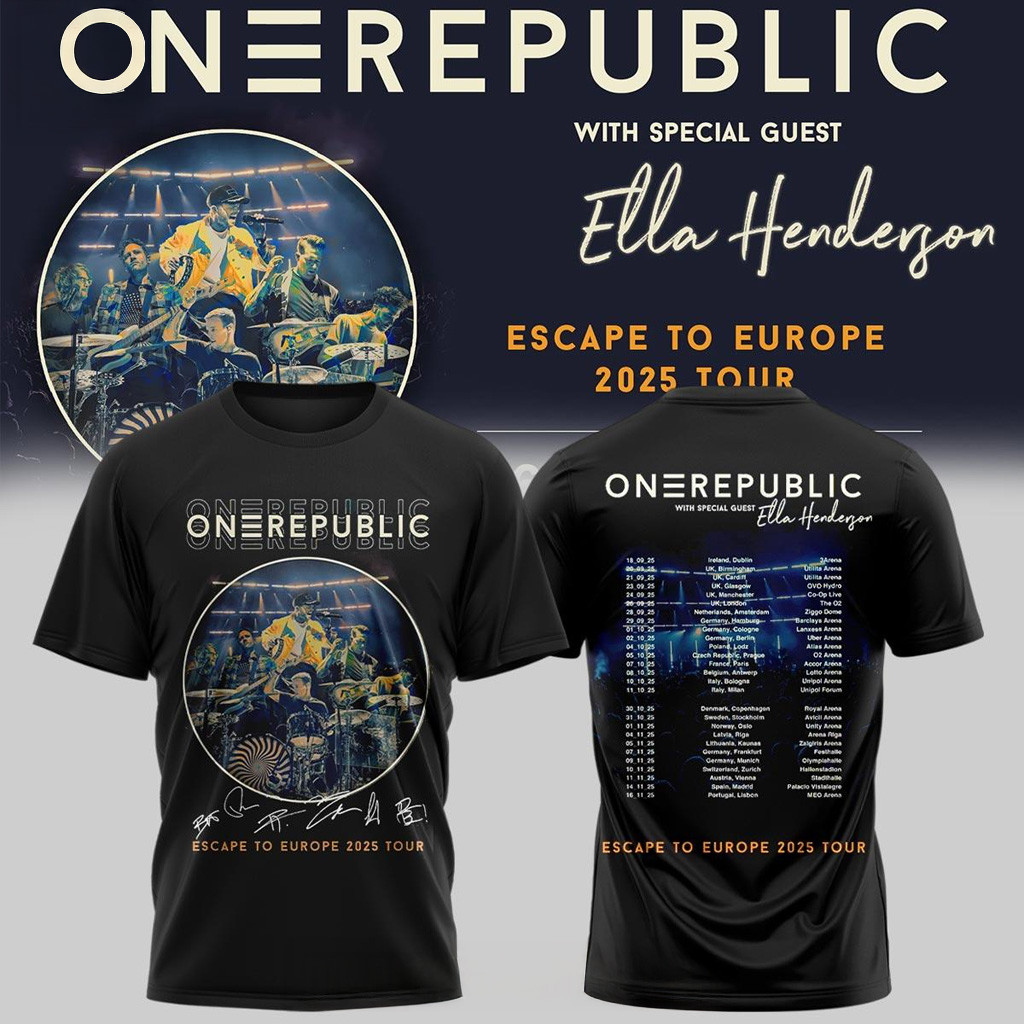 OneRepublic Escape To Europe 2025 Tour T-Shirt OneRepublic Merch Gifts For Pop Band Fans