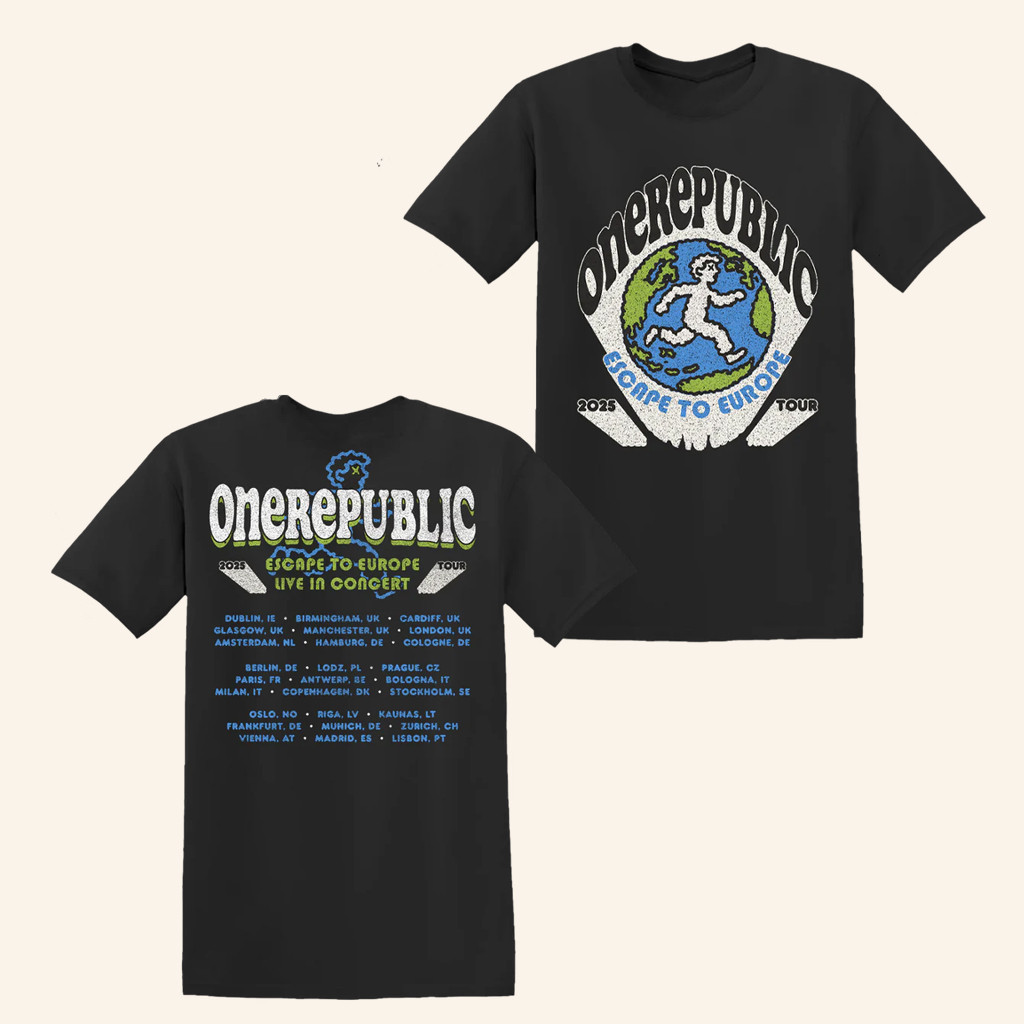 OneRepublic Merch Escape To Europe Globe Shirt Gifts For Pop Fans