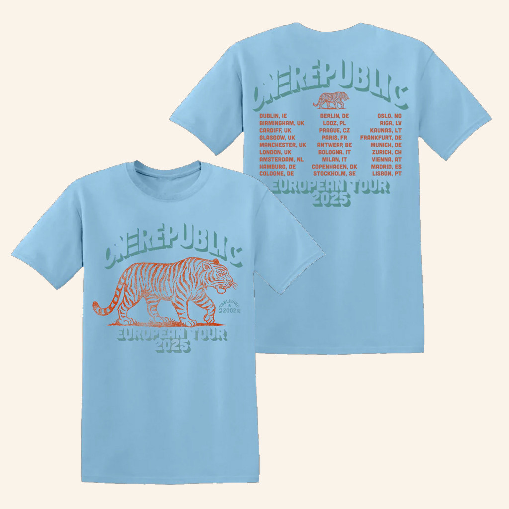 OneRepublic Merch Escape To Europe Tiger T-Shirt Birthday Present For Husband OneRepublic Merch Escape To Europe Tiger T-Shirt Birthday Present For Husband