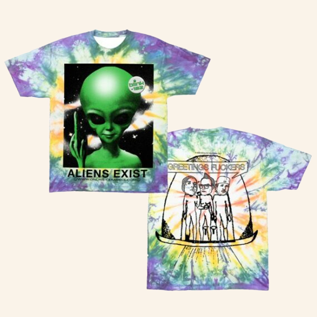 Online Ceramics Merch Blink 182 Aliens Exist Tie Dye Shirt Gifts For Friends