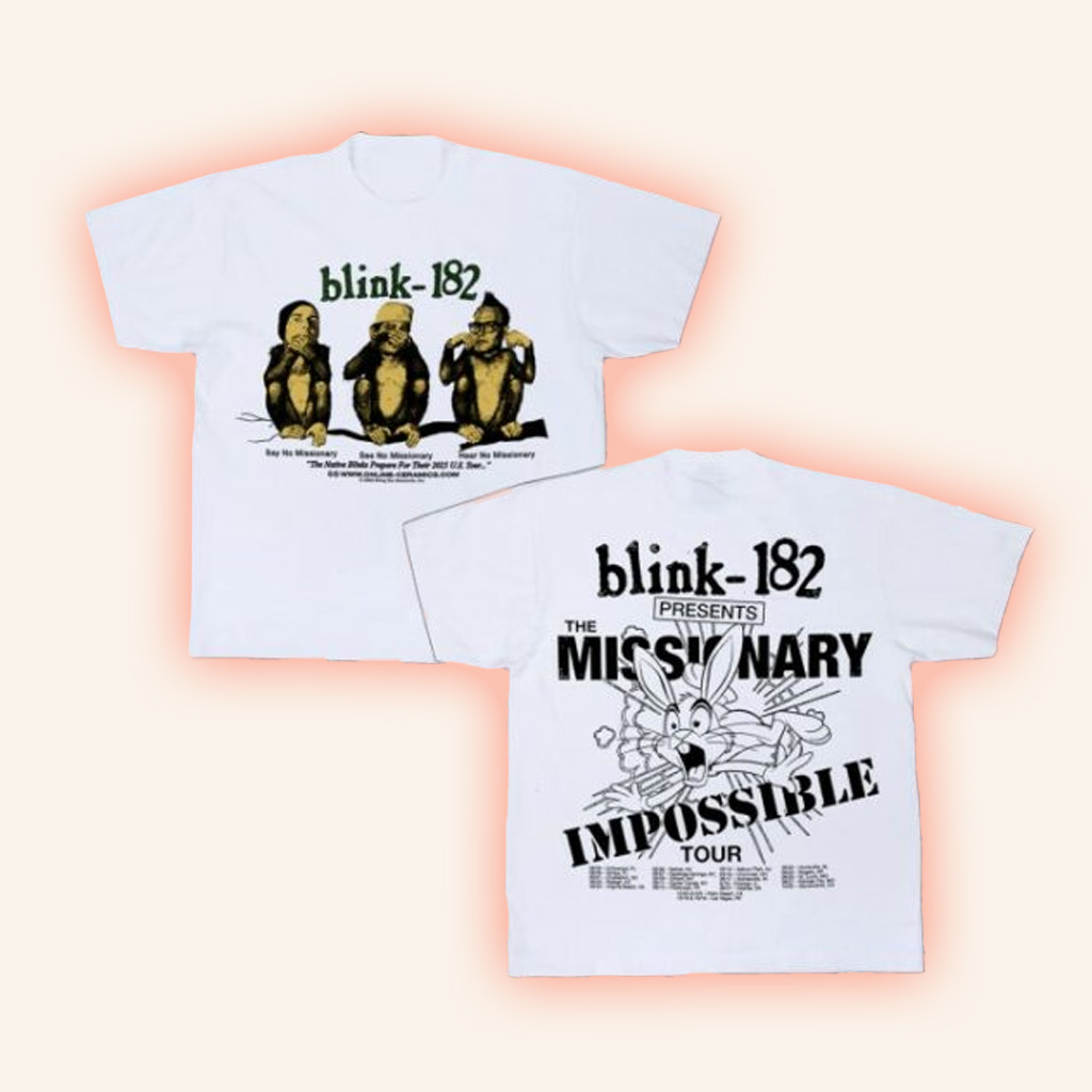 Online Ceramics Merch Blink 182 Missionary Impossible White Shirt Gifts For Music Lovers