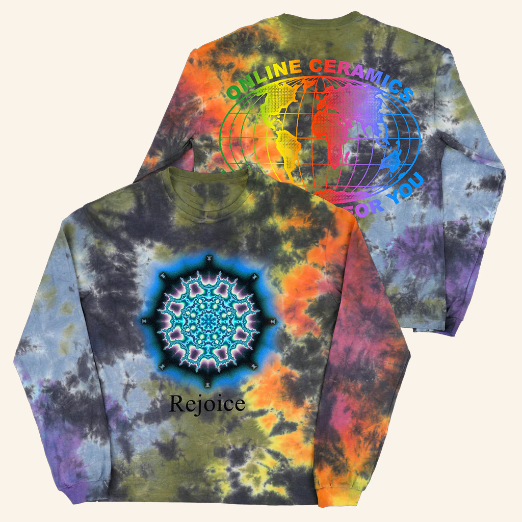 Online Ceramics Merch Rejoice Tie Dye Long Sleeve Shirt Gifts Ideas For Him