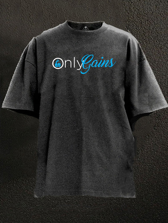 Only Gains Gym T-Shirt Funny Weightlifting Workout Humor Apparel Motivational Gift For Gym Lovers