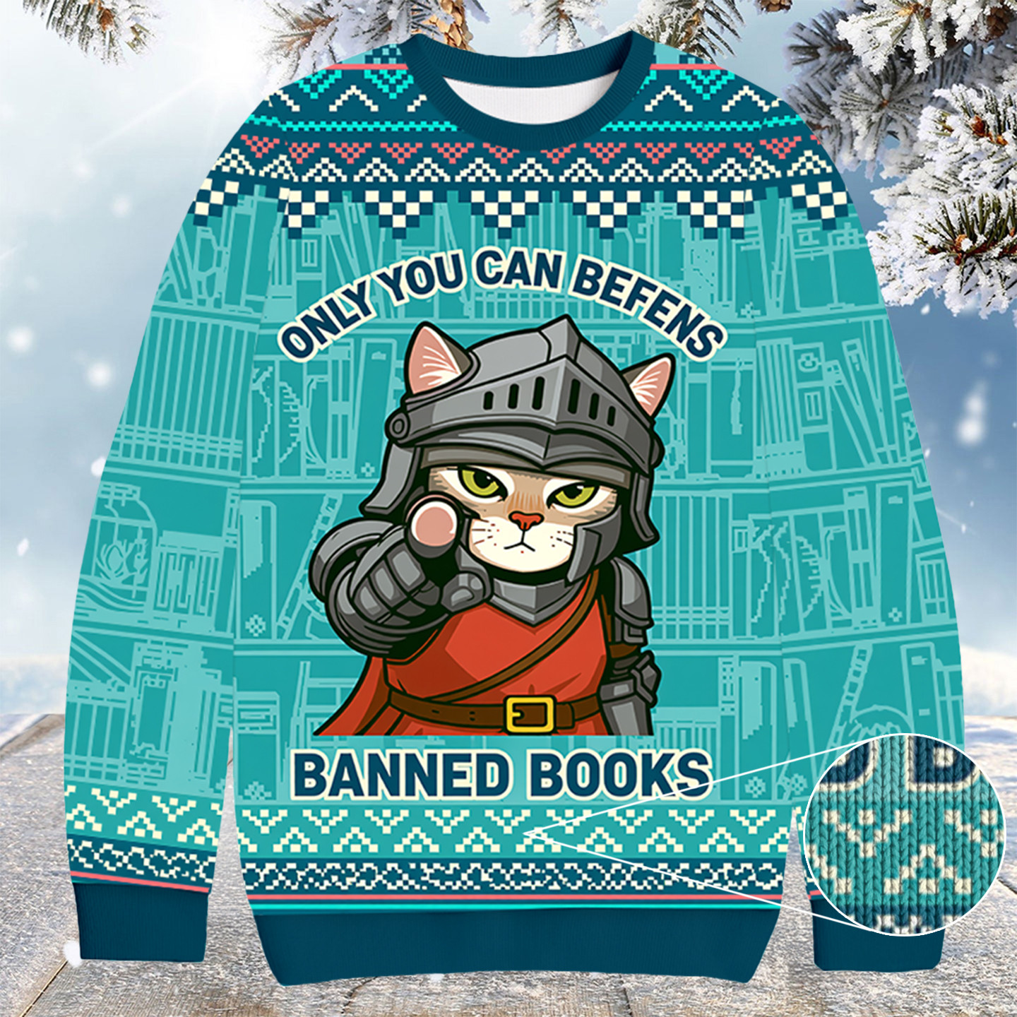 Only You Can Defend Banned Books Christmas Ugly Sweater Christmas Gifts For Her