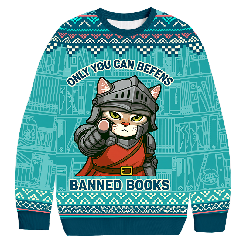 Only You Can Defend Banned Books Christmas Ugly Sweatshirt Funny Christmas Holiday Sweater Gift Ideas