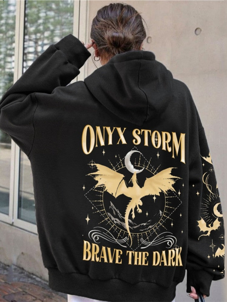 Onyx Storm Hoodie Brave The Dark Onyx Storm Merch Fourth Wing Series Hoodie Book Lover Gifts Onyx Storm Hoodie Brave The Dark Onyx Storm Merch Fourth Wing Series Hoodie Book Lover Gifts