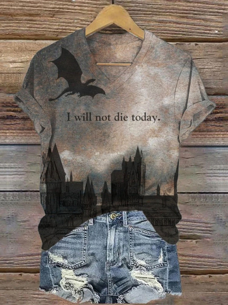 Onyx Storm V-neck T-Shirt I Will Not Die Today Onyx Storm Merch Iron Flame Shirt Onyx Storm V-neck T-Shirt I Will Not Die Today Onyx Storm Merch Iron Flame Shirt