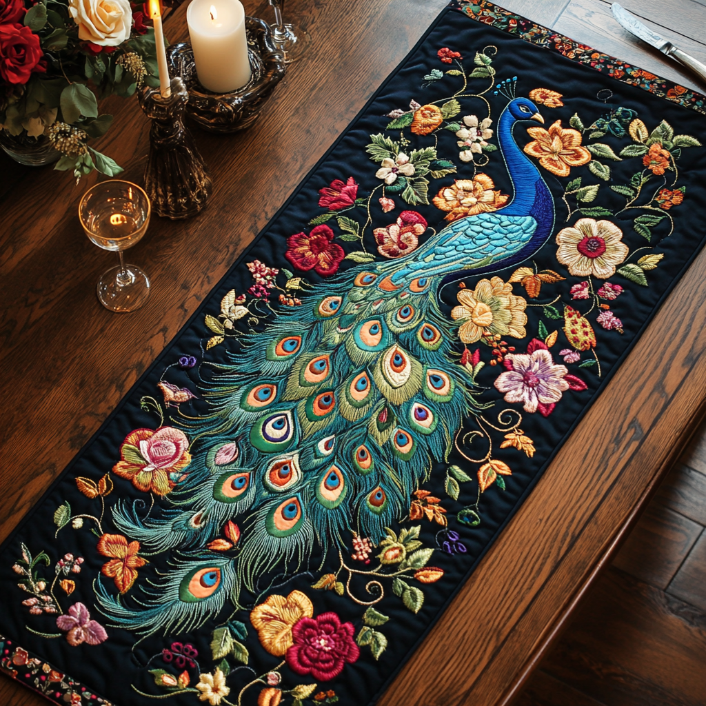 Opal Garden Quilted Table Runner Dining Room Table Decor Ideas Beautiful Peacock Items