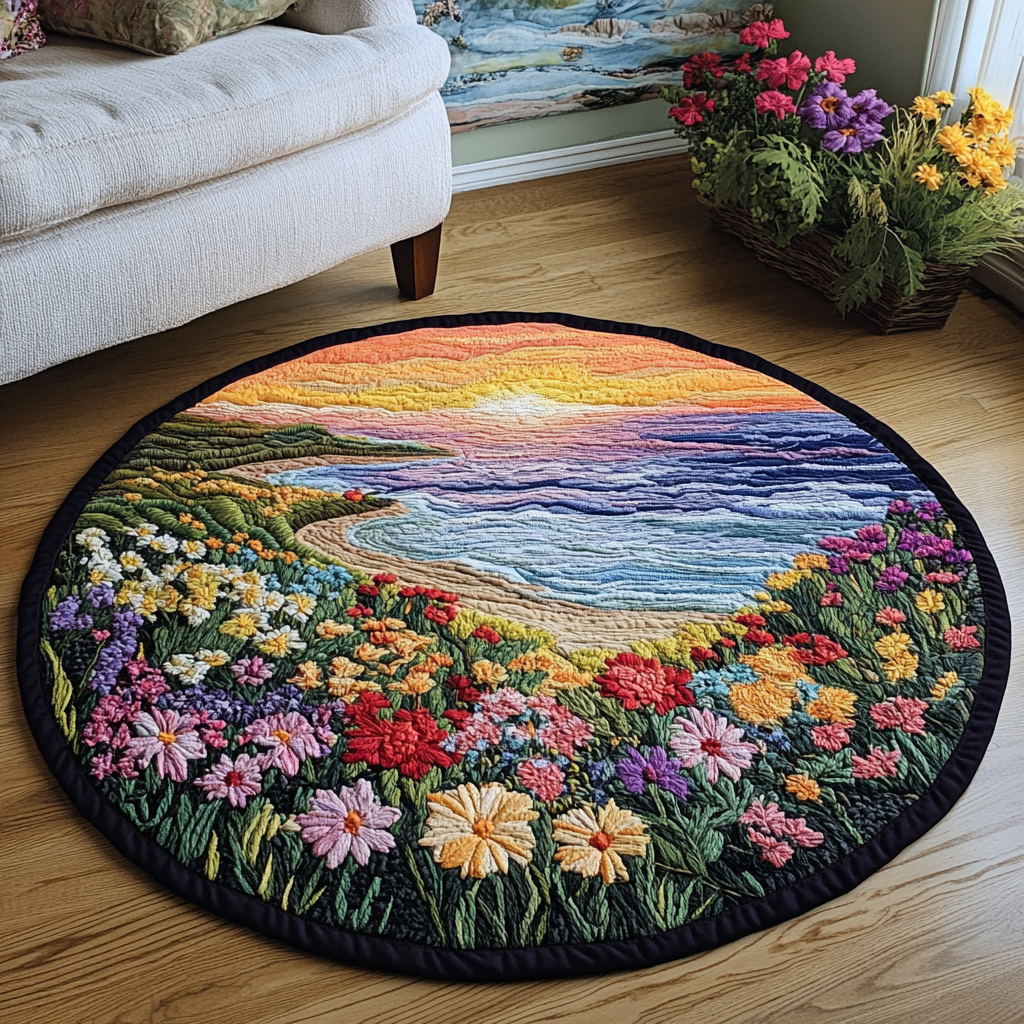 Open Fields Quilted Round Mat Foyer Decor Ideas Flower Lily Gifts For Women