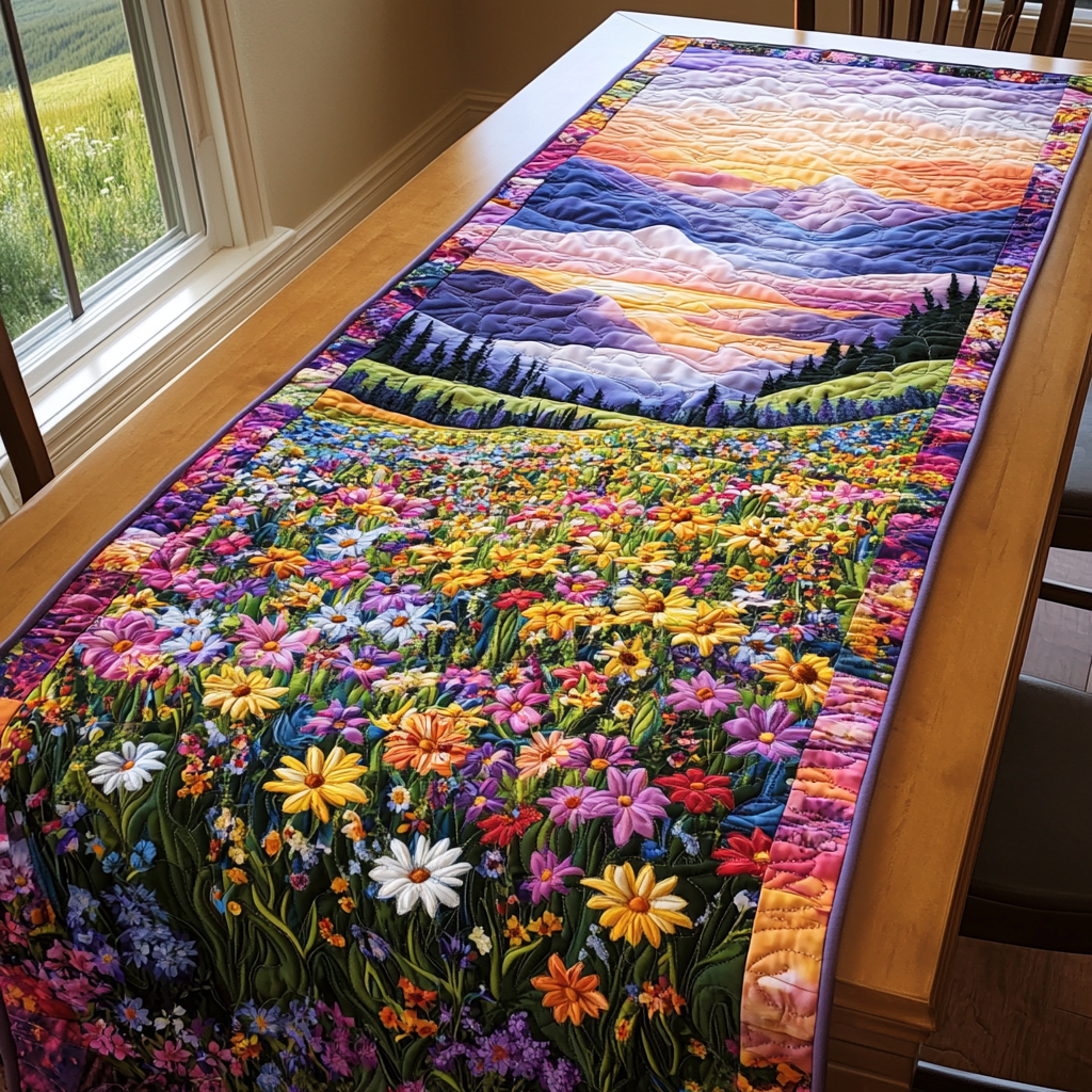 Open Plains Quilted Table Runner Dinner Table Decor Ideas Gifts For Flower Enthusiasts