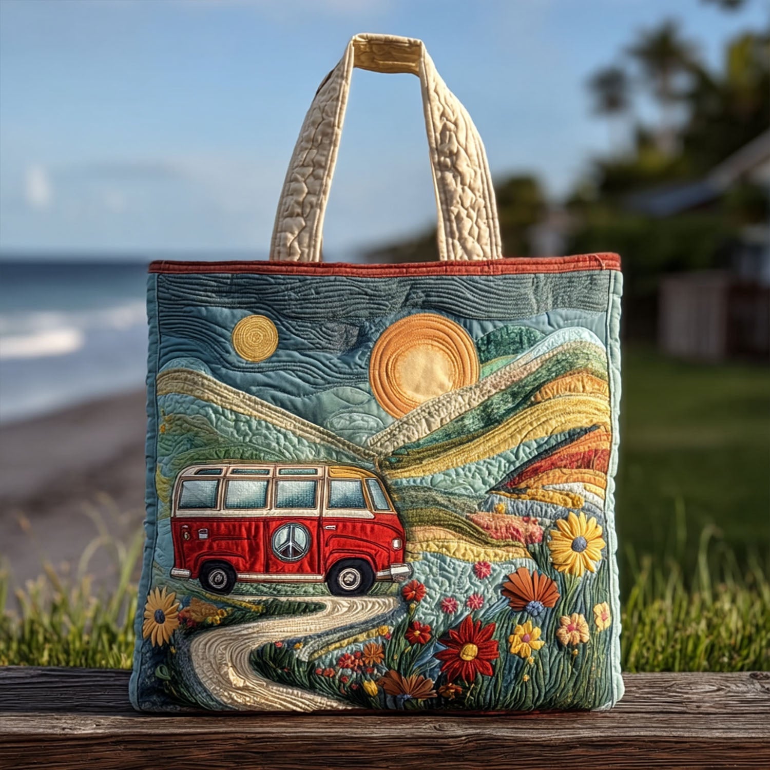 Open Road Bloom Quilted Tote Bag Great Camping Gifts