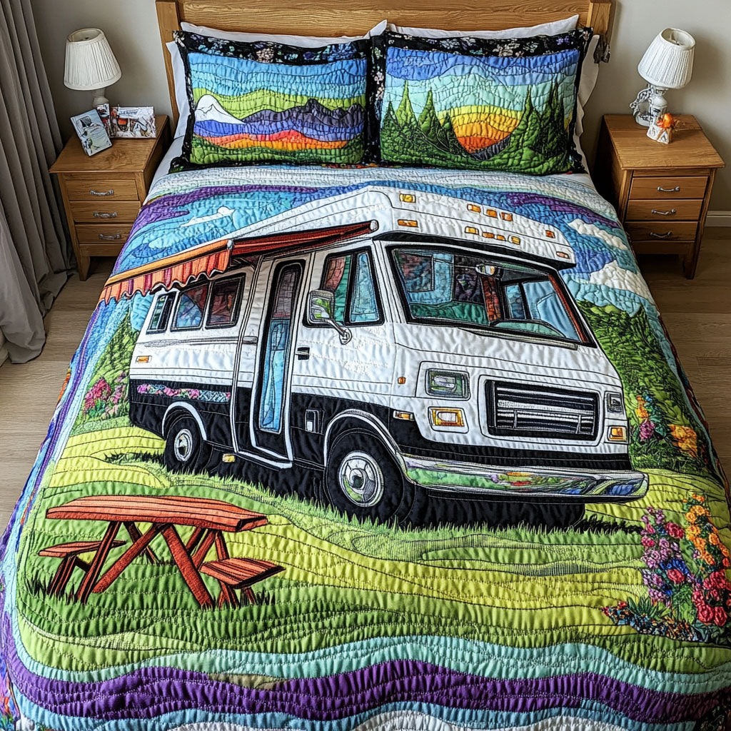 Open Sky Adventure Quilted Bedding Set Aesthetic Room Decor Best Gifts For The Hippie In Your Life