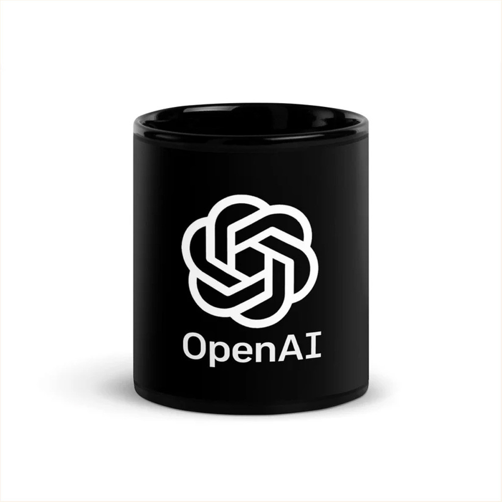 OpenAI Merch OpenAI Stacked 2018 2024 Logo Black Mug Unique Gifts For Husband