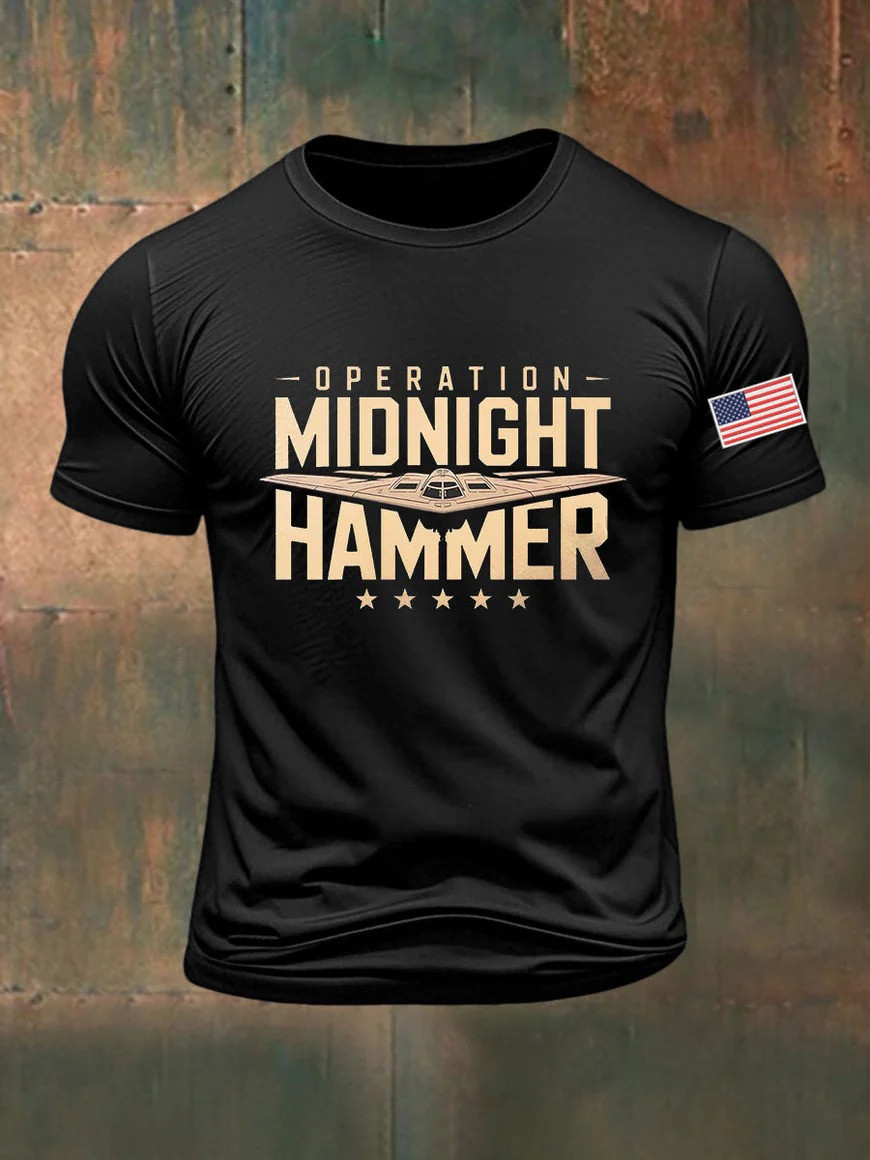 Operation Midnight Hammer T-Shirt Patriotic American Flag Apparel Military Inspired USA Shirt