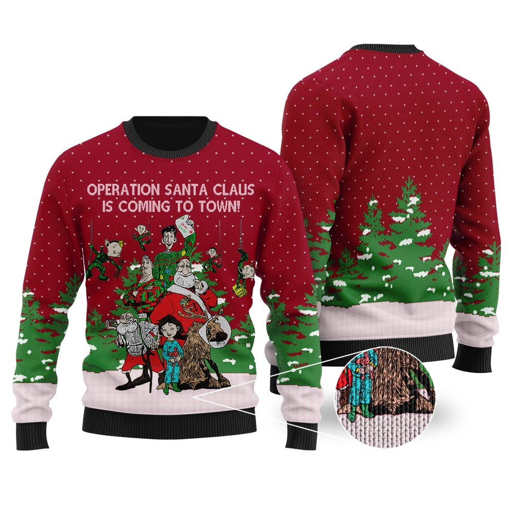 Operation Santa Claus Arthur Christmas Ugly Christmas Sweater Cardinal Red Lovely Merch Gift for Cozy Winter Nights