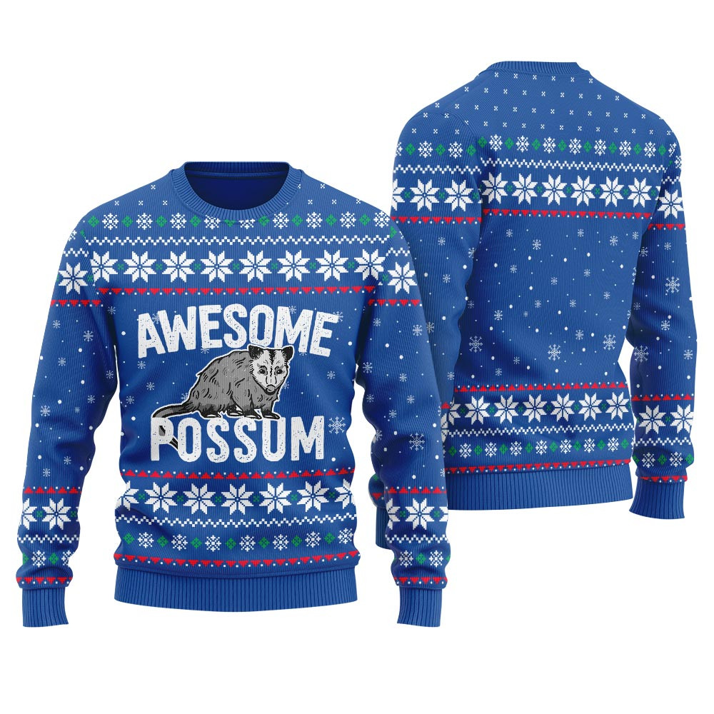 Opossum Animal Lover Xmas Gift Womens Ugly Sweater Festive Sweatshirt for Christmas Celebrations