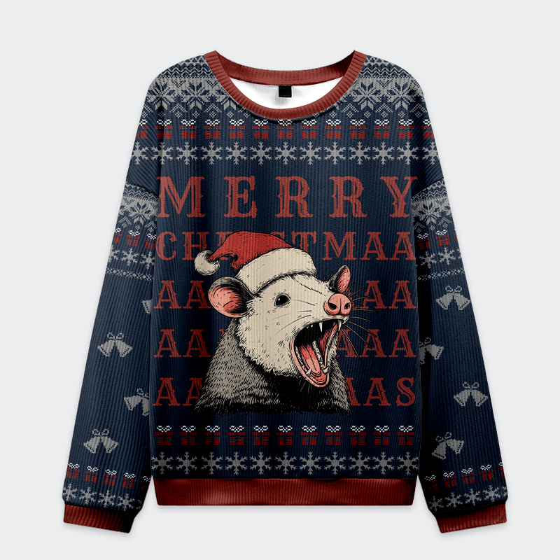 Opossum Holiday Cheer Christmas Ugly Sweatshirt Ridiculous Christmas Sweaters