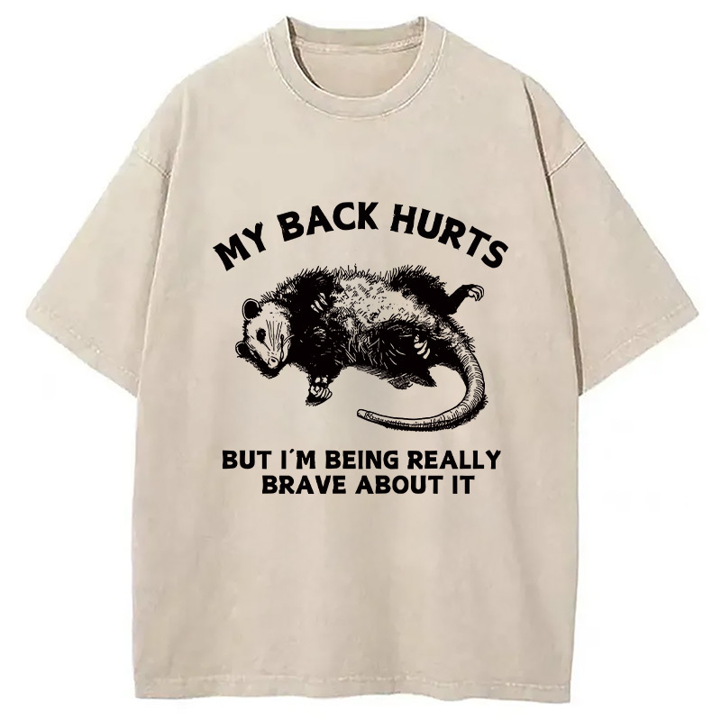 Opossum Lying Down Washed T-Shirt Trendy Aesthetic Graphic Apparel Gifts For Friends