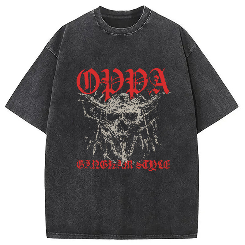 OPPA GANGNAM STYLE Washed T-Shirt Casual Oversized Outfit Style Gifts For Best Friend