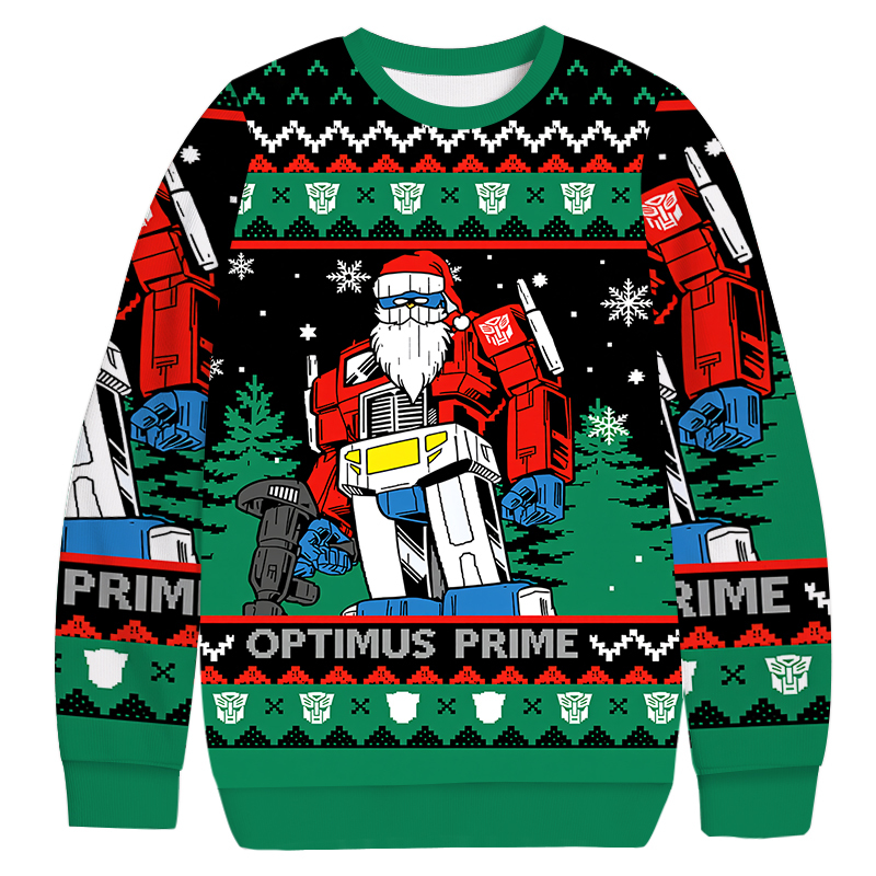 Optimus Prime Transformers Christmas Ugly Sweatshirt Holiday Season Gag Gift Top