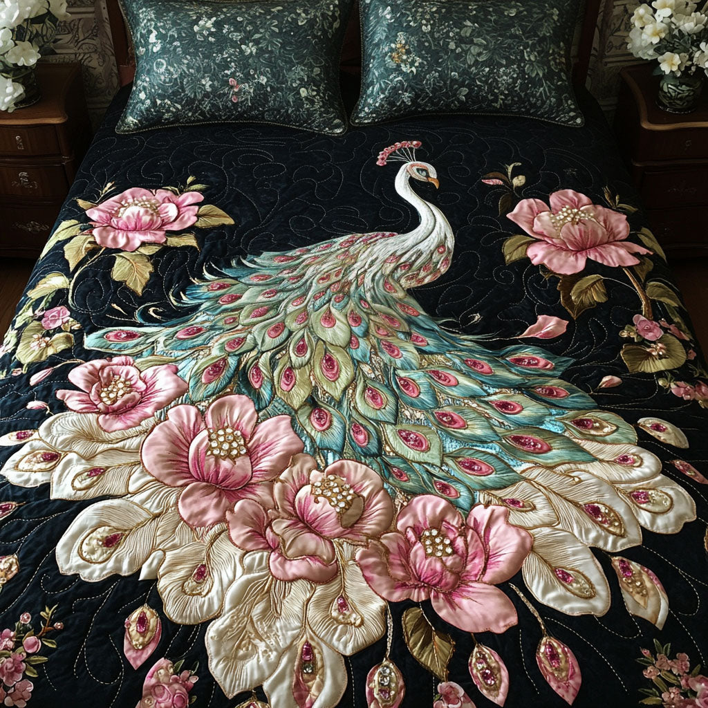 Opulent Grace Quilted Bedding Set Peacock Home Decorations Xmas Gifts For Family