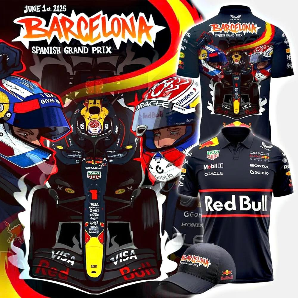 Oracle Red Bull x Barcelona Spanish Grand Prix Limited Edition Polo Shirt Dad Gifts