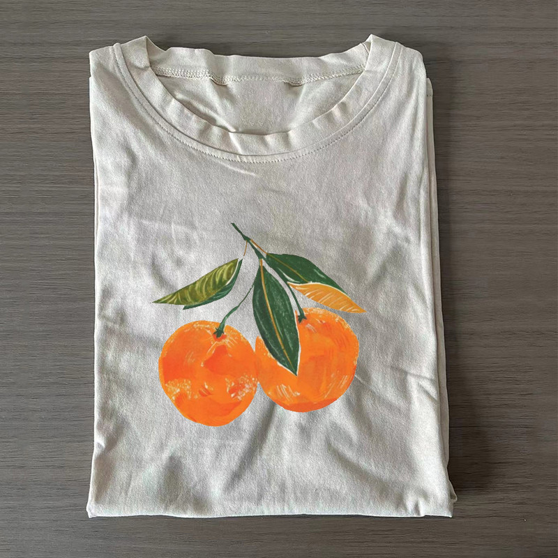 Orange Fruits Graphic Tee T-Shirt Summer Fashion Clothing Gifts For Her