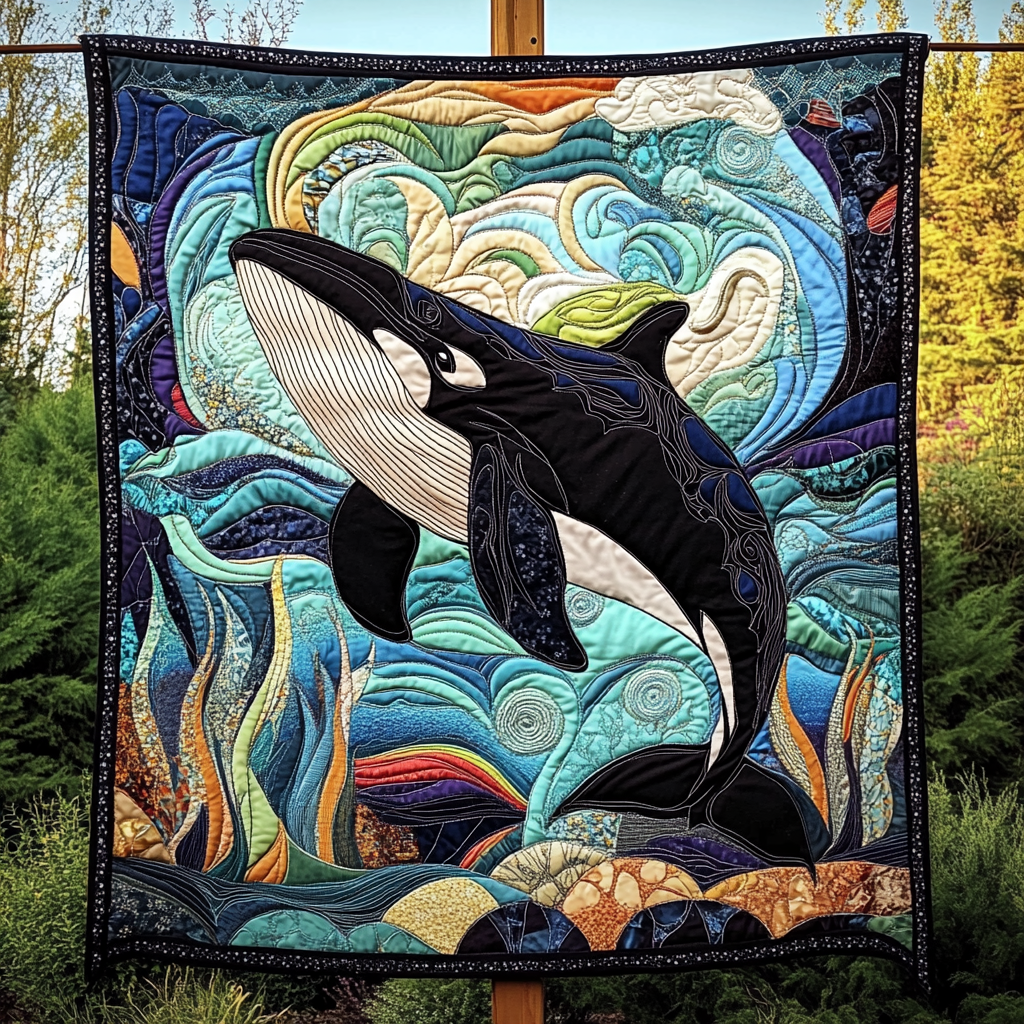 Orca Majesty Quilted Blanket Whale Gifts For Adults
