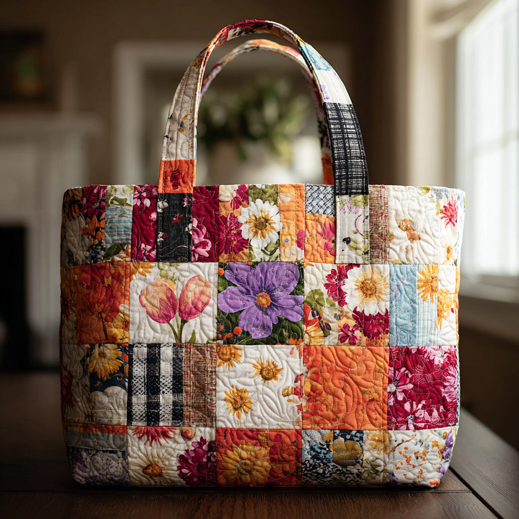 Orchid Flower Quilted Tote Bag Christmas Gifts For Grandma