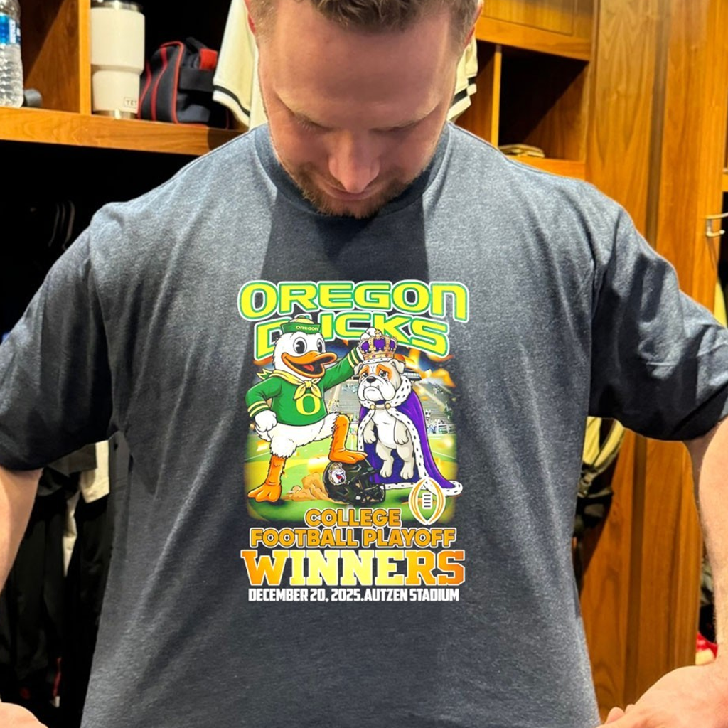Oregon Beat James Madison 2025 College Football Playoffs Winners Mascot Shirt Gift  For Dad