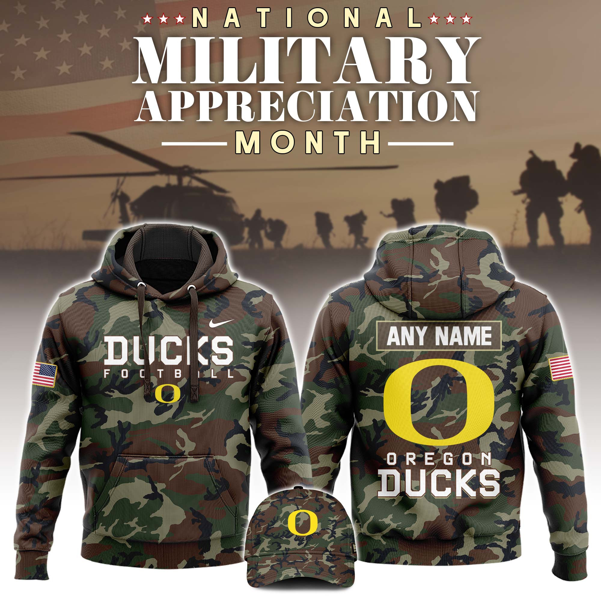 Oregon Ducks 2025 Military Appreciation NCAA Hoodie Football Gifts For Men