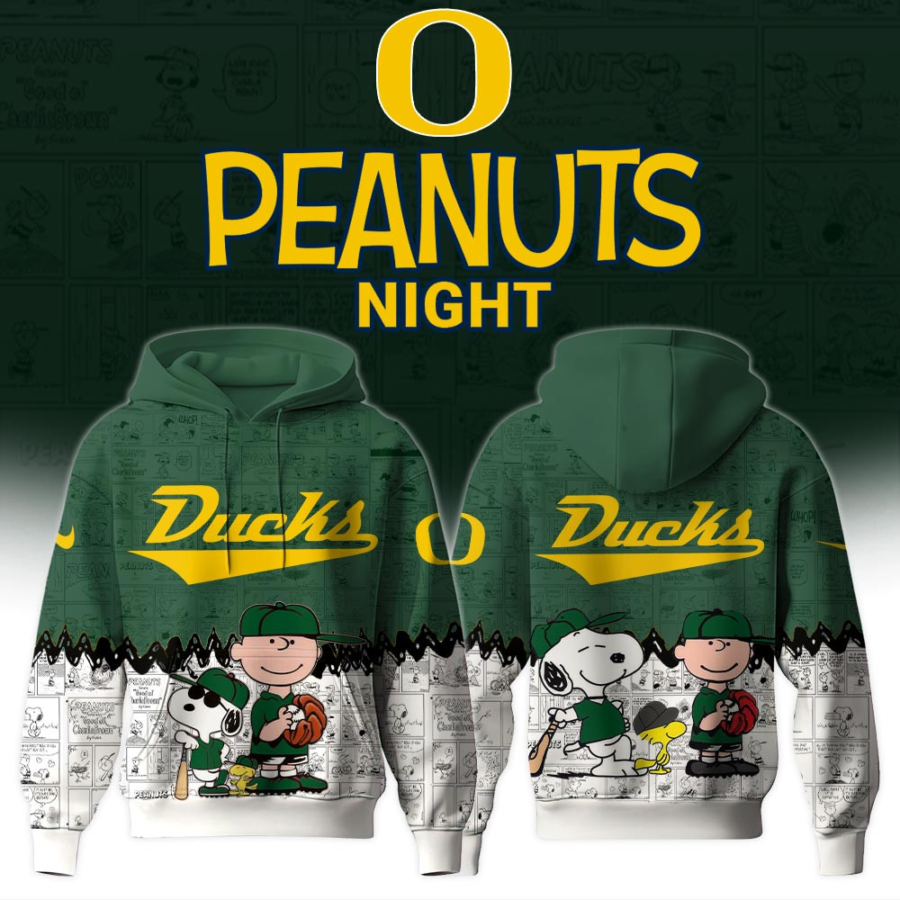 Oregon Ducks X Peanuts Night Hoodie Baseball Best Gifts For Snoopy Lover Fans