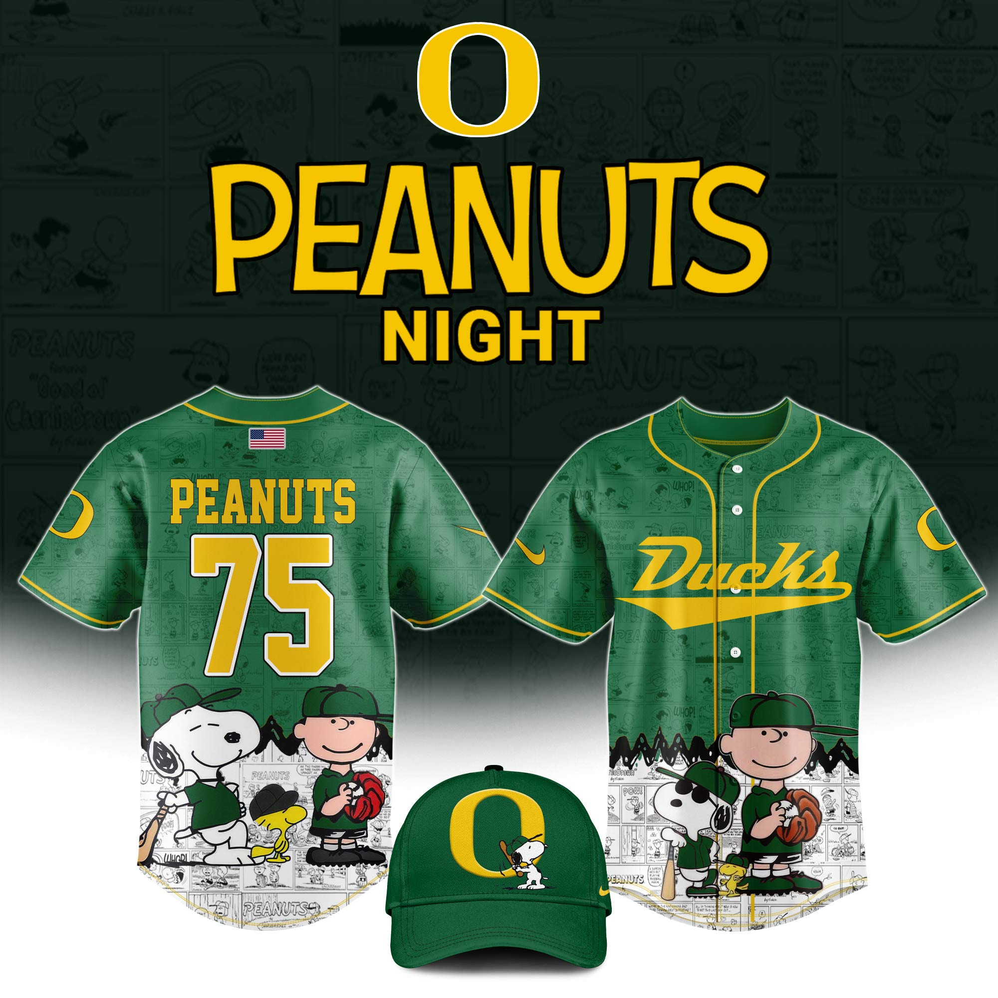 Oregon Ducks X Peanuts Night Jersey 75Th Anniversary Of Peanuts Snoopy Lover Fan Gifts