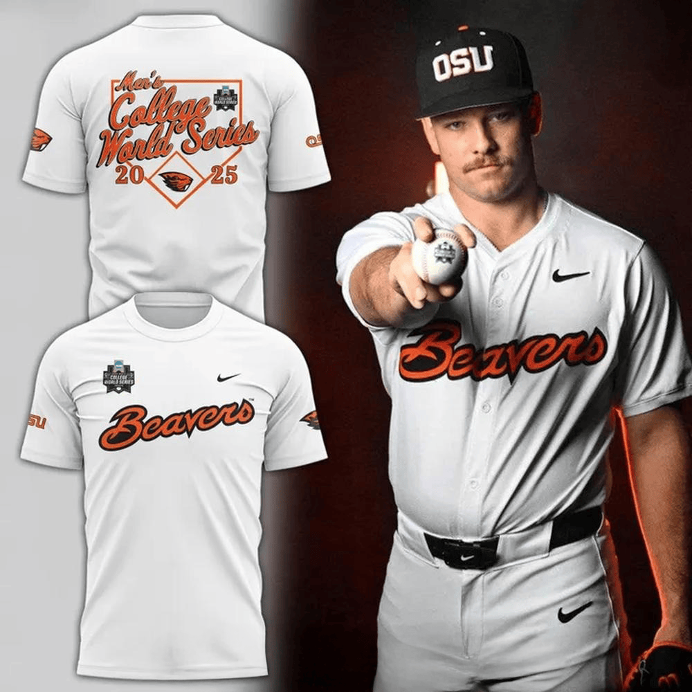 Oregon State Beavers Baseball Men's College World Series 2025 White T-Shirt Baseball Team Gift Ideas
