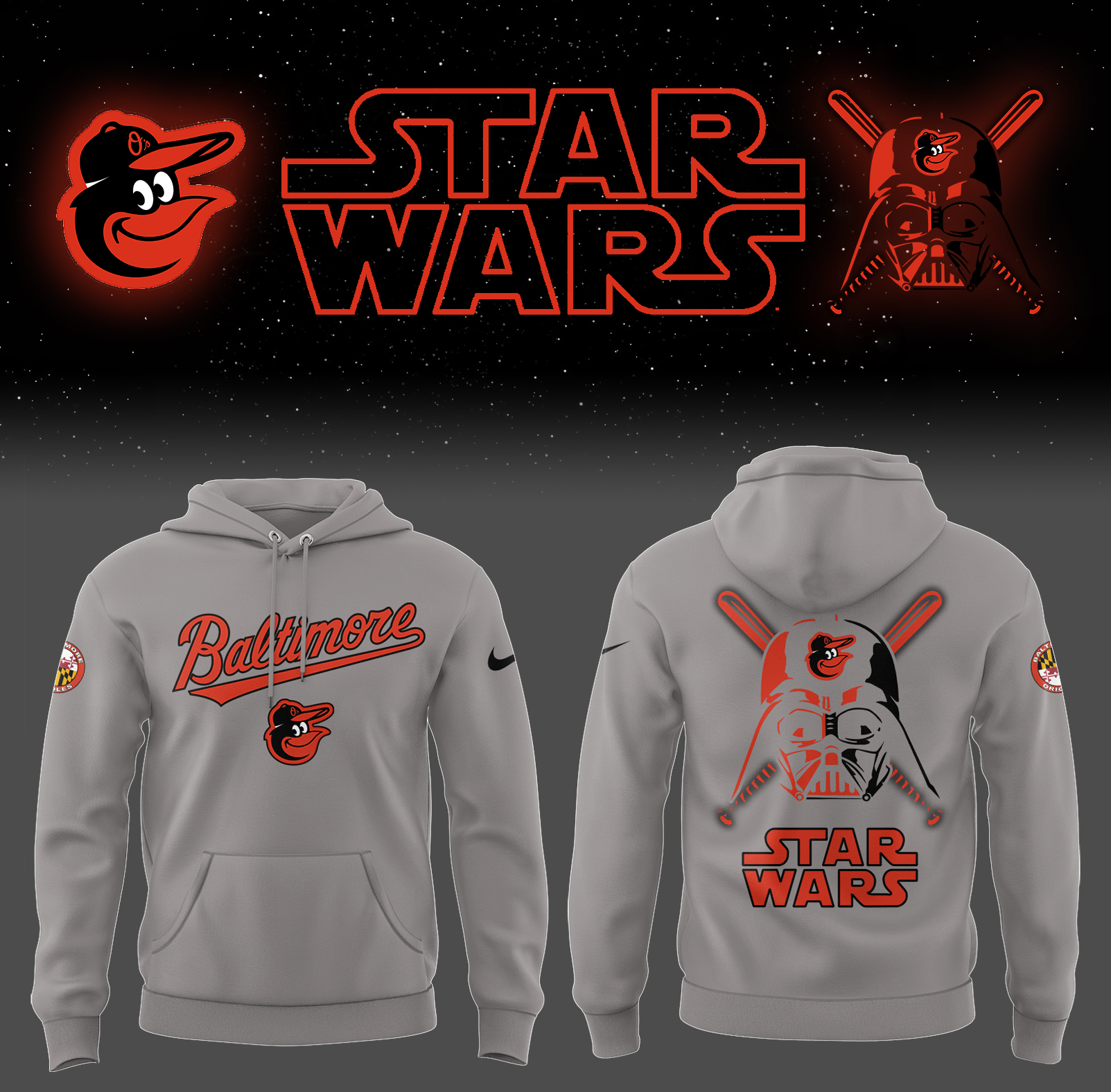 Orioles Baseball 2025 Orioles x Star Wars Hoodie Gifts For Baseball Fans