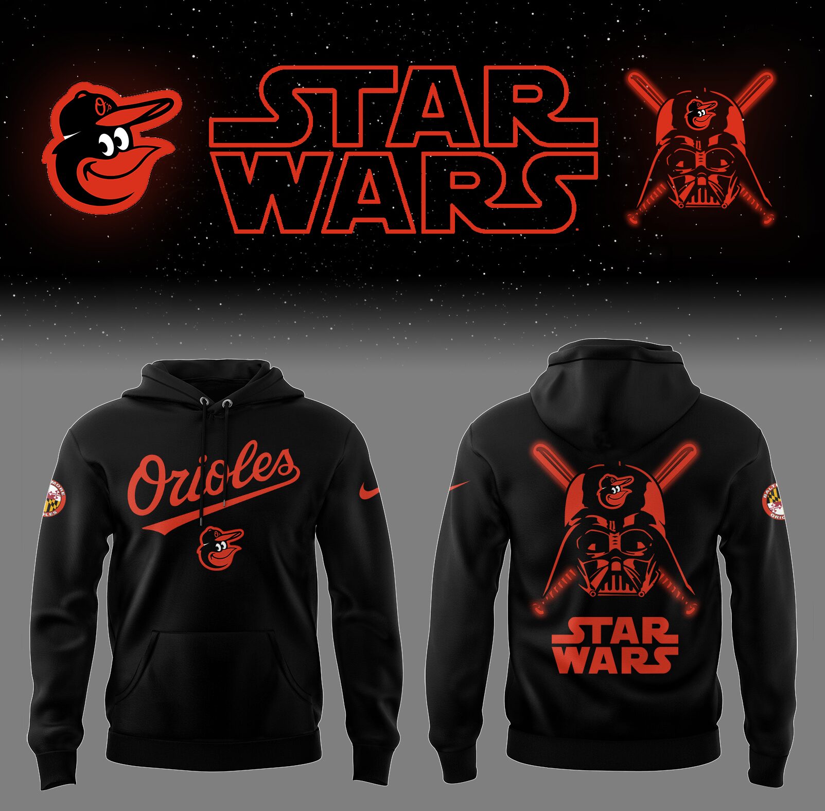 Orioles Baseball 2025 Orioles X Star Wars Hoodie Gifts For Baseball Players
