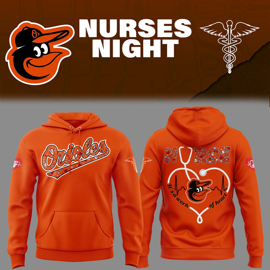 Orioles Baseball Nurses Night Orange Hoodie Gifts For Baseball Players Baseball Coach Gift Ideas