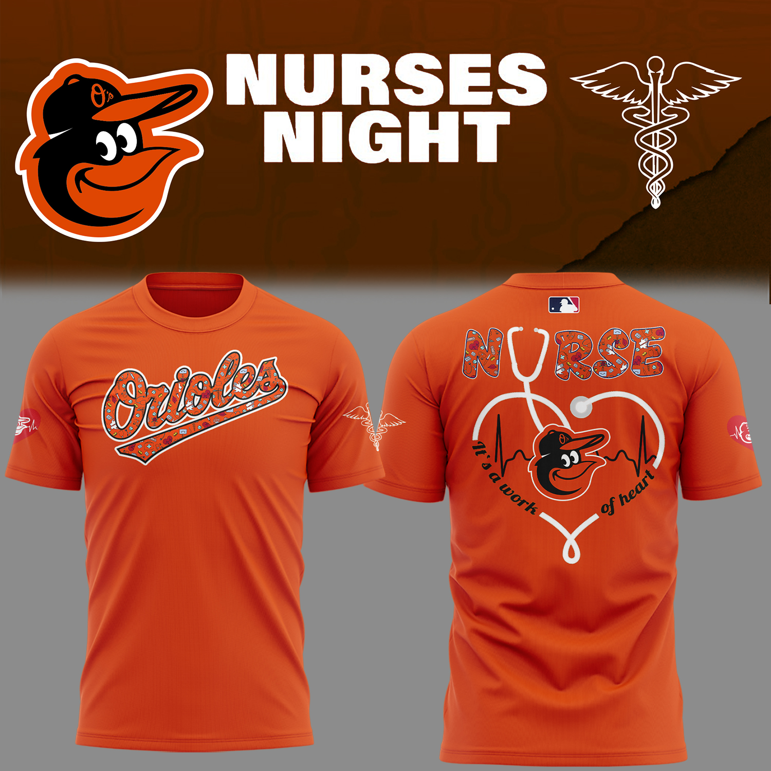 Orioles Baseball Nurses Night Orange T-Shirt Gifts For Baseball Players Gifts For Baseball Players