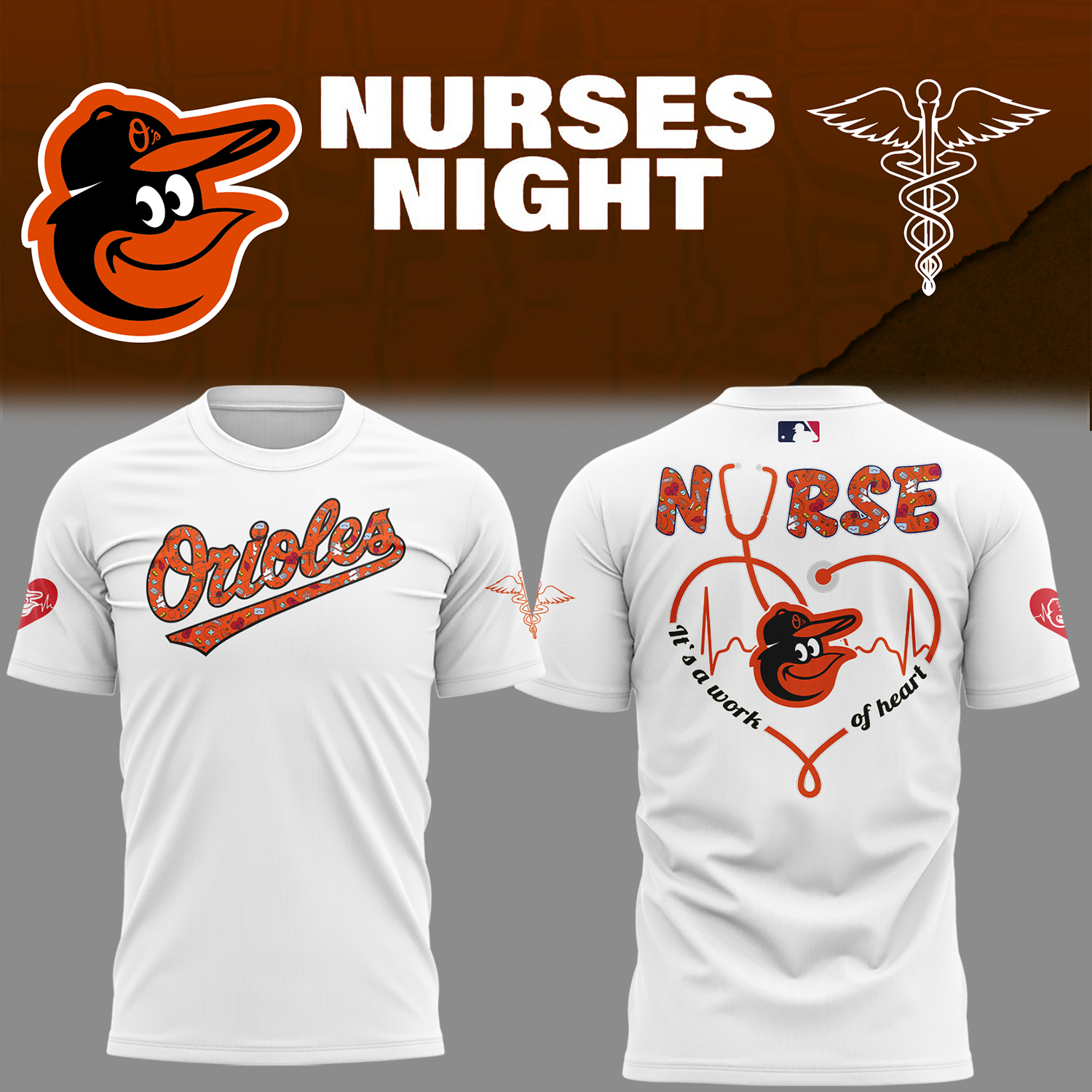 Orioles Baseball Nurses Night White T-Shirt Gifts For Baseball Players Baseball Fan Gifts