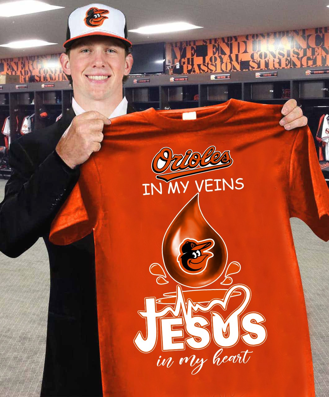 Orioles In My Veins Jesus In My Heart T-Shirt Unique Baltimore Orioles Gifts For Fans