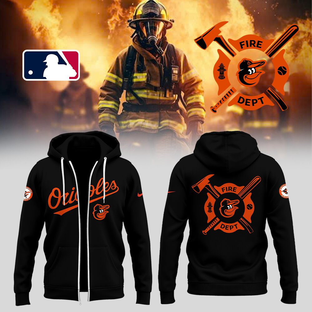 Orioles x Firefighter Appreciation Night Zip Hoodie Gifts For Baseball Lovers