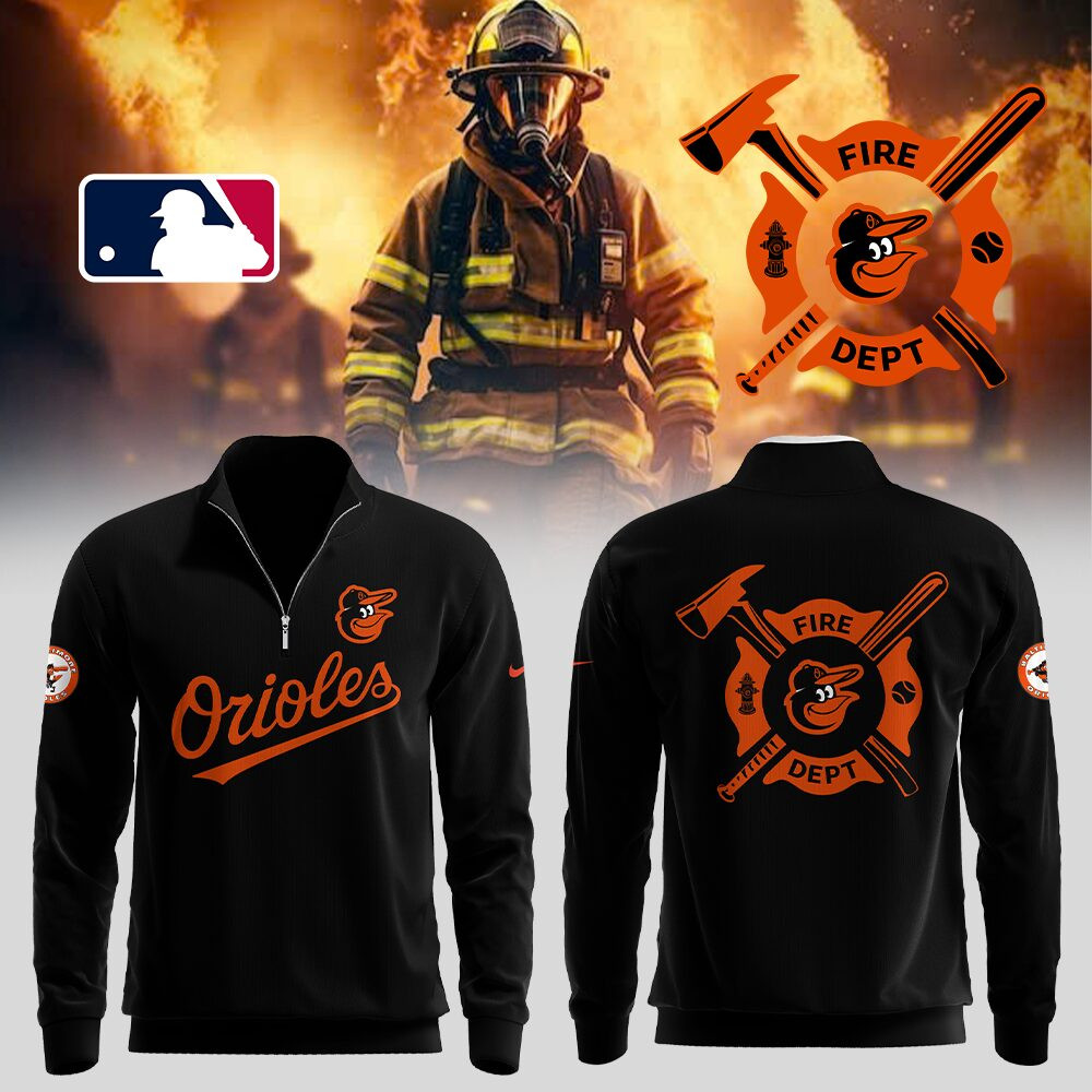 Orioles x Firefighter Appreciation Night Zipper Sweatshirt Gifts For Baseball Lovers