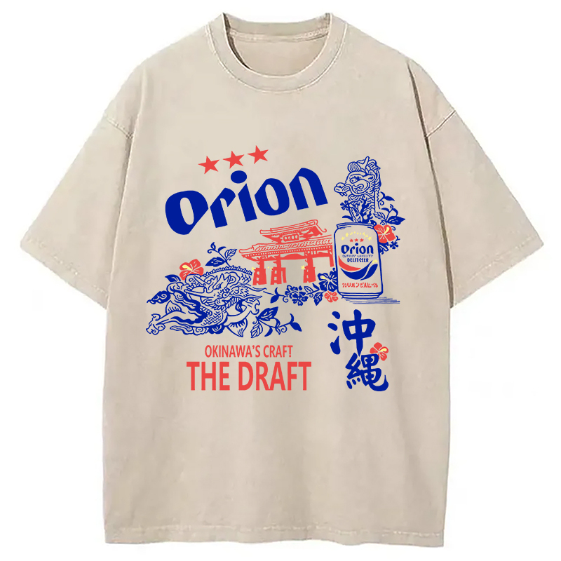 Orion Beer With Okinawa Washed T-Shirt Soft Cotton Daily Wear Tee Gifts For Sister