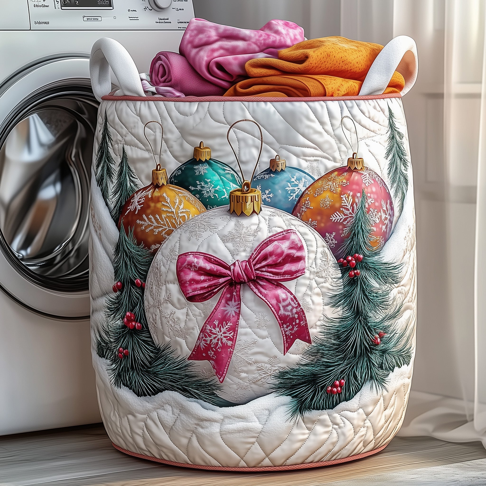 Ornament Quilted Laundry Basket Family Xmas Ideas