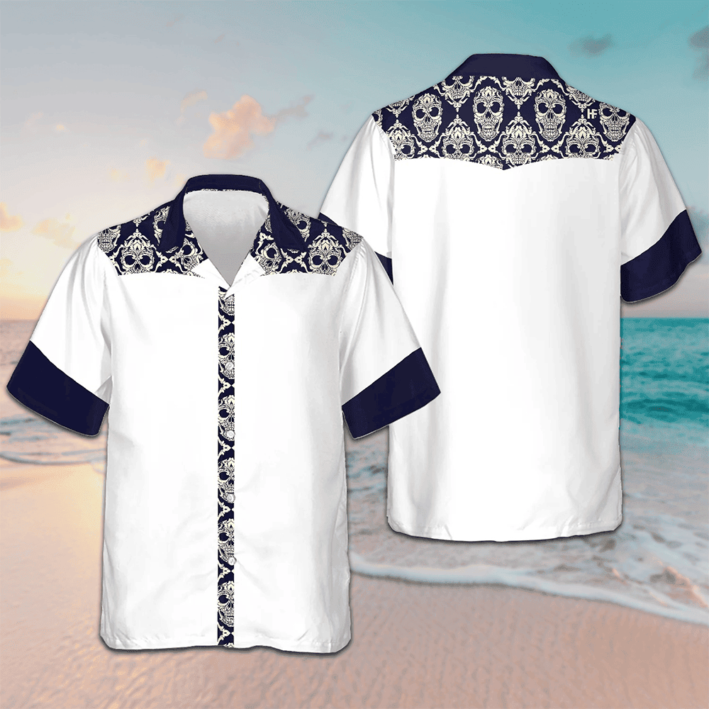 Ornamental Skull Seamless Pattern Hawaiian Shirt Beach Button Up Shirts For Men Ornamental Skull Seamless Pattern Hawaiian Shirt Beach Button Up Shirts For Men