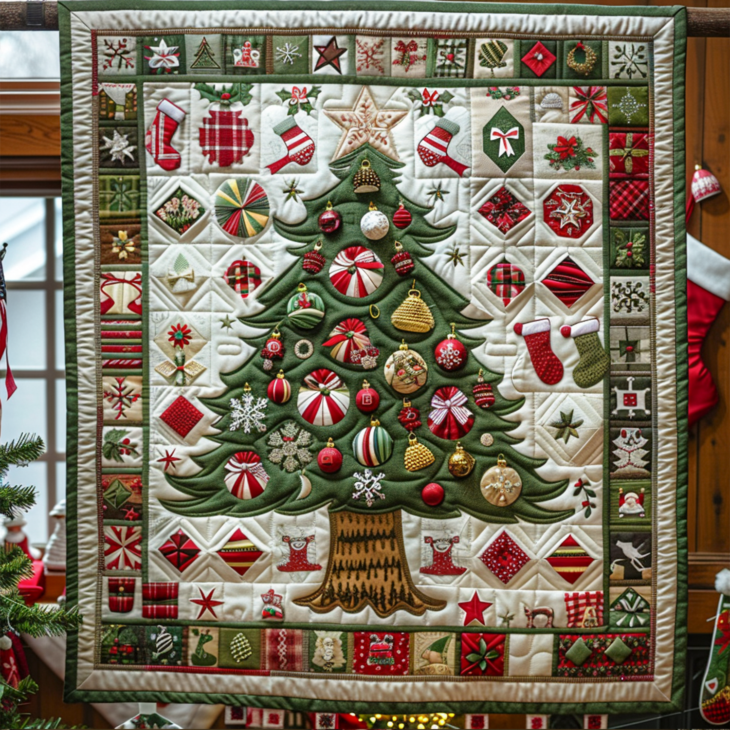 Ornamented Christmas Tree Quilted Blanket Christmas Gifts For My Wife