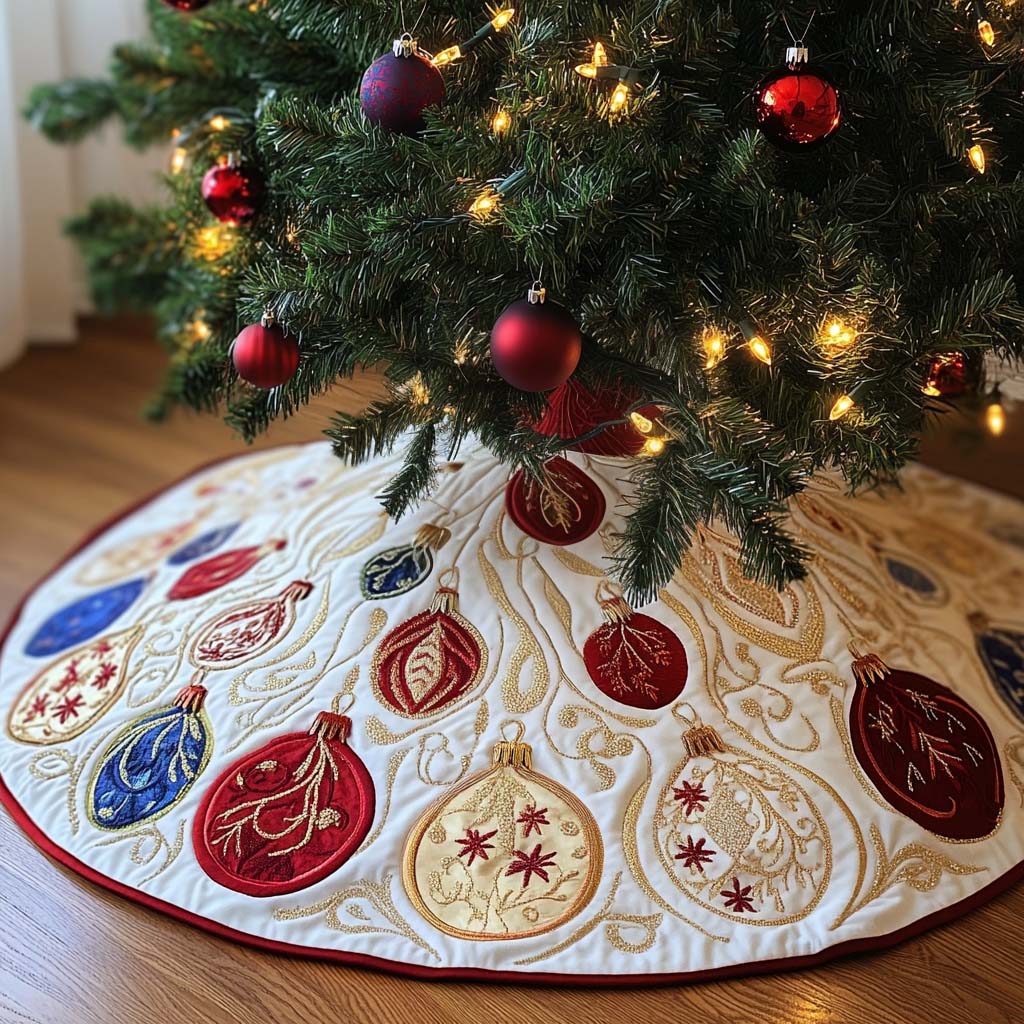 Ornate Tradition Christmas Quilted Tree Skirt Small Tree Skirt Christmas Presents For The Whole Family