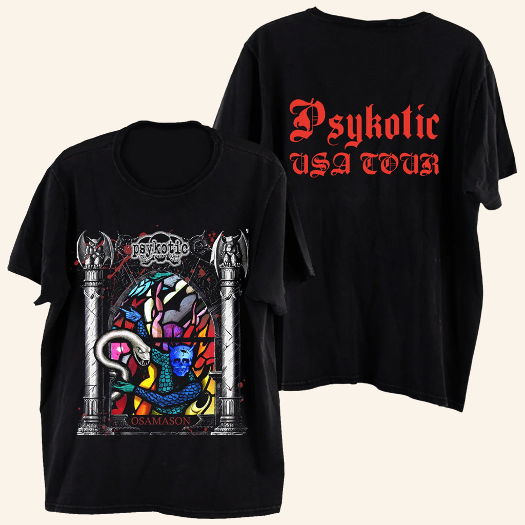 Osamason Merch Stained Glass T-Shirt Psykotic USA Tour Shirt Gifts For Rapper Fans