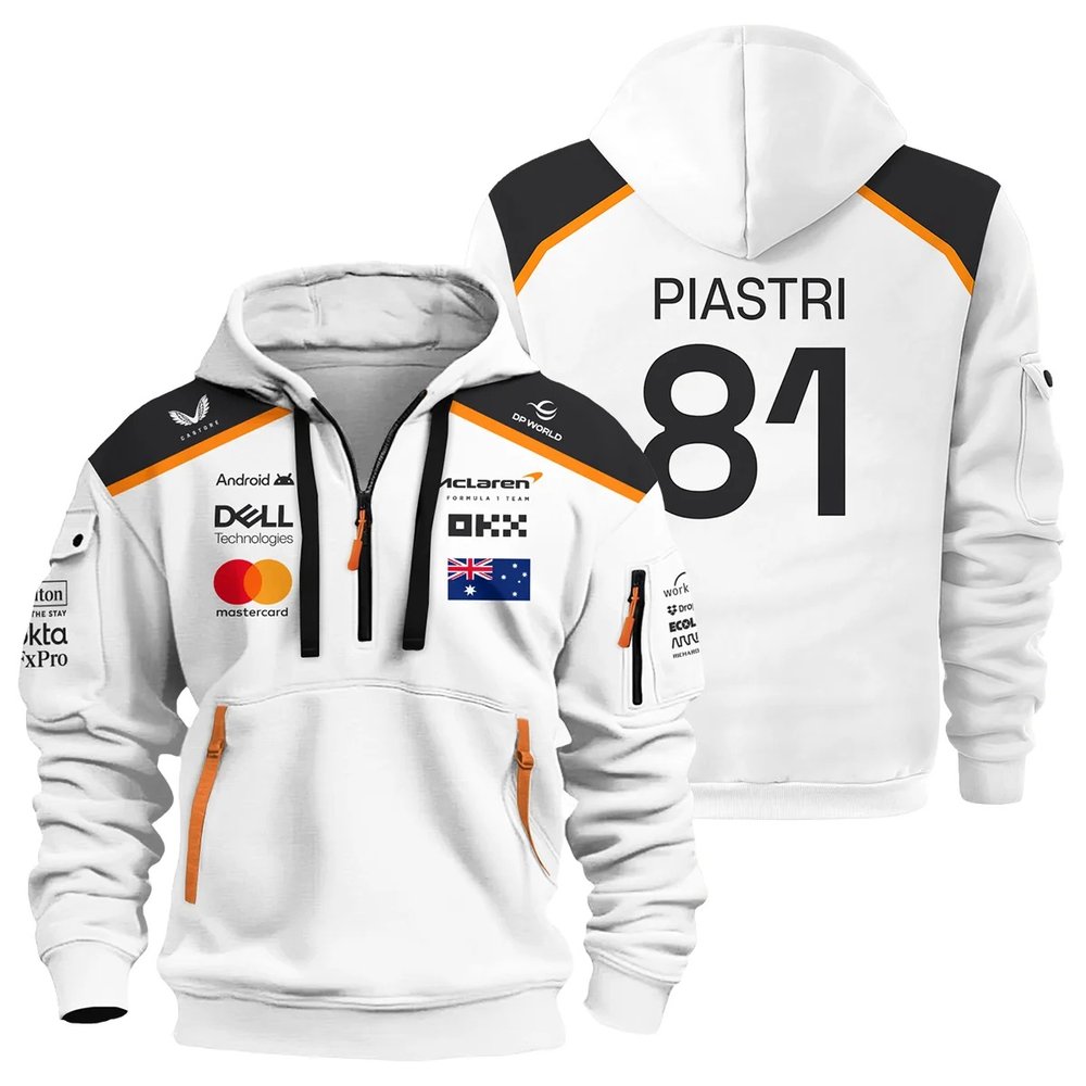 Oscar Piastri 81 McLaren F1 Quarter Zip Hoodie Gifts For Husband