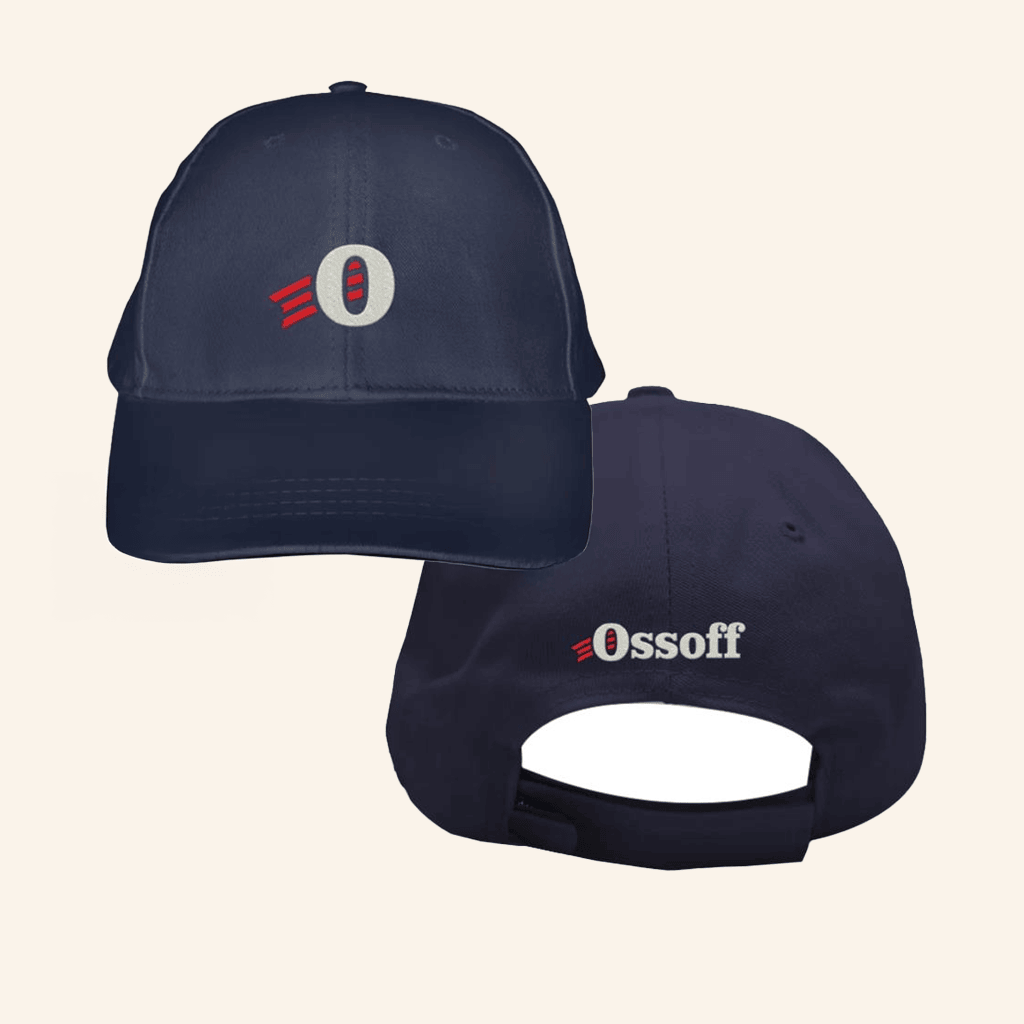 Ossoff For Senate Merch Embroidered Baseball Navy Cap Presents For Him Ossoff For Senate Merch Embroidered Baseball Navy Cap Presents For Him